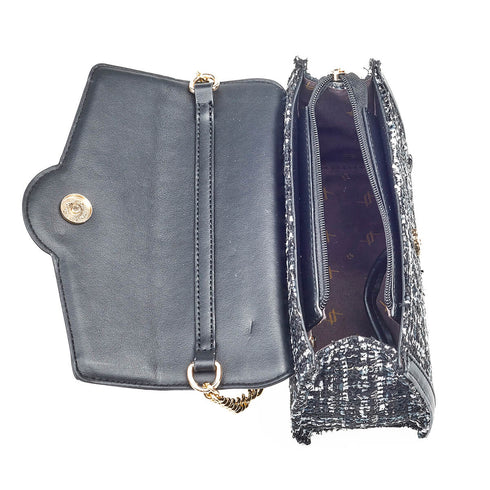 Verde Γυναικεία Τσάντα Χιαστί 16-6971 Μαύρο