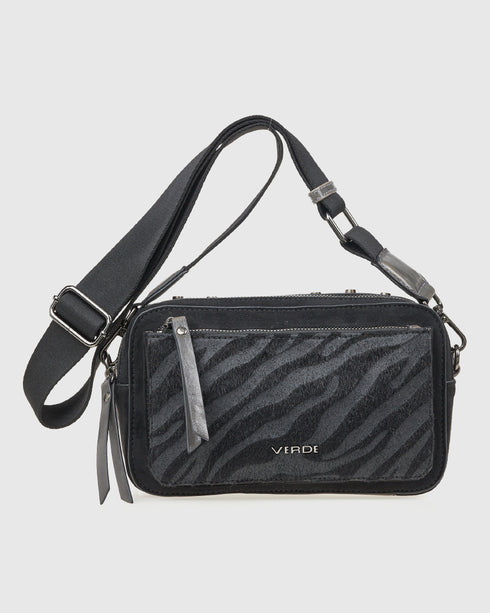 Verde Γυναικεία Τσάντα Χιαστί 16-8057 Μαύρο