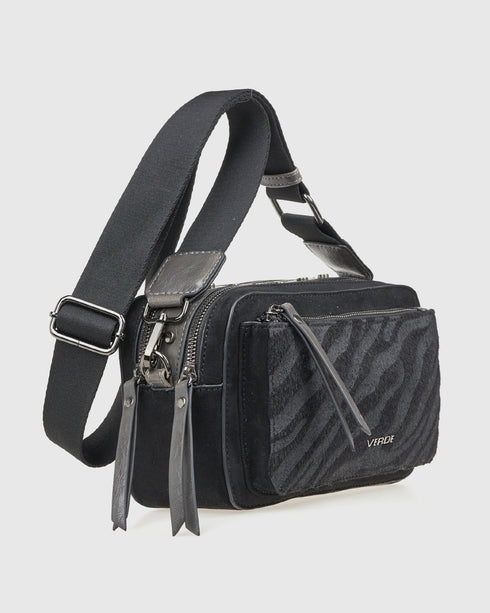 Verde Γυναικεία Τσάντα Χιαστί 16-8057 Μαύρο