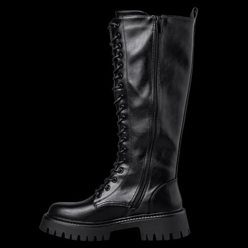 Envie Shoes Γυναικεία Combat Μποτάκια Με Κορδόνια E23-22004 Μαύρο