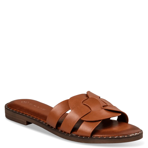 Envie Flat Σανδάλια με Μοντέρνο Πλεκτό Σχέδιο Κάμελ