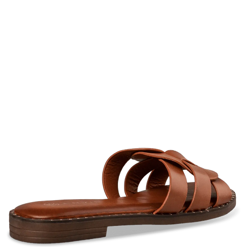 Envie Flat Σανδάλια με Μοντέρνο Πλεκτό Σχέδιο Κάμελ