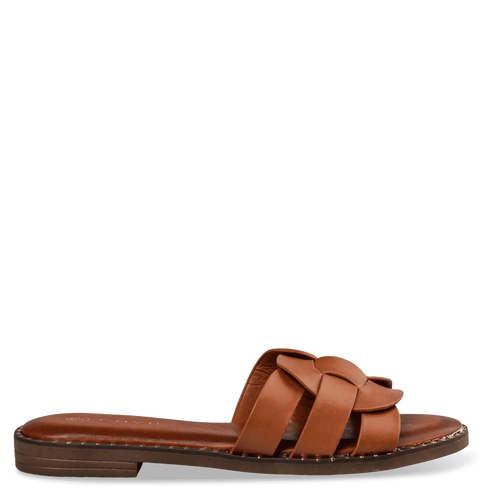 Envie Flat Σανδάλια με Μοντέρνο Πλεκτό Σχέδιο Κάμελ