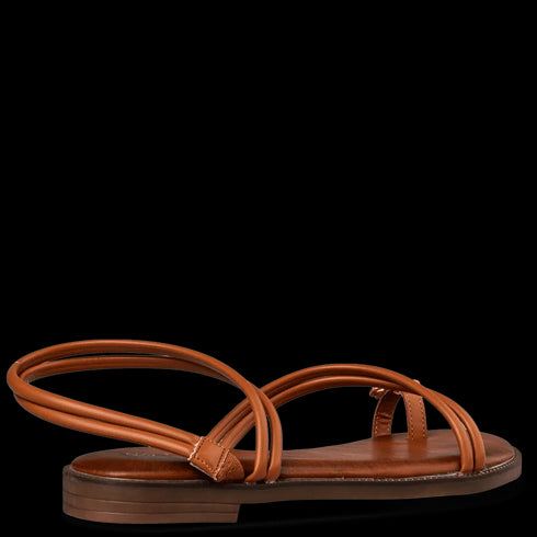 Envie Flat Σανδάλια με Χρυσή Λεπτομέρεια στο Πάνω Μέρος Κάμελ