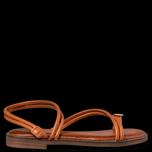 Envie Flat Σανδάλια με Χρυσή Λεπτομέρεια στο Πάνω Μέρος Κάμελ