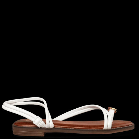 Envie Flat Σανδάλια με Χρυσή Λεπτομέρεια στο Πάνω Μέρος Λευκό