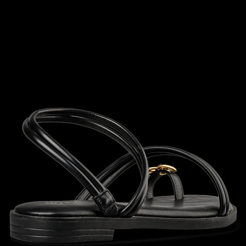 Envie Flat Σανδάλια με Χρυσή Λεπτομέρεια στο Πάνω Μέρος Μαύρο