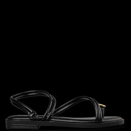 Envie Flat Σανδάλια με Χρυσή Λεπτομέρεια στο Πάνω Μέρος Μαύρο