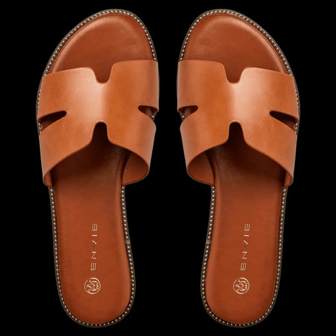 Envie Shoes Flat Σανδάλια Κάμελ