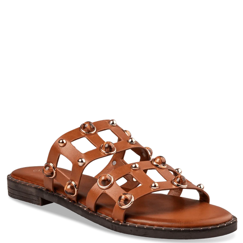 Envie Shoes Flat Σανδάλια με Διακοσμητικά Τρούκς και Διπλή Φάσα Κάμελ