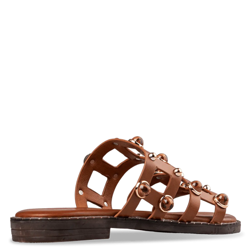 Envie Shoes Flat Σανδάλια με Διακοσμητικά Τρούκς και Διπλή Φάσα Κάμελ