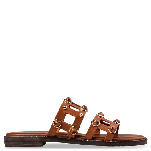 Envie Shoes Flat Σανδάλια με Διακοσμητικά Τρούκς και Διπλή Φάσα Κάμελ