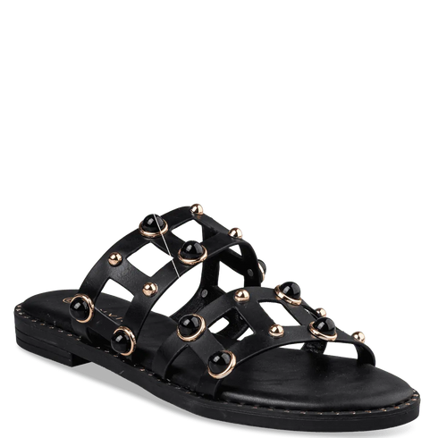 Envie Shoes Flat Σανδάλια με Διακοσμητικά Τρούκς και Διπλή Φάσα Μαύρο