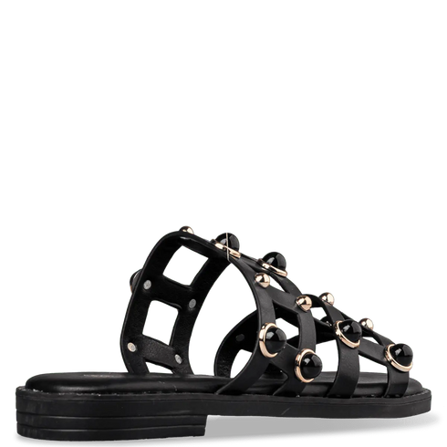 Envie Shoes Flat Σανδάλια με Διακοσμητικά Τρούκς και Διπλή Φάσα Μαύρο
