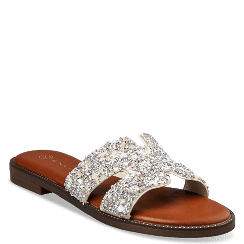 Envie Shoes Flat Σανδάλια με Διακοσμητικές Πέτρες Μπεζ