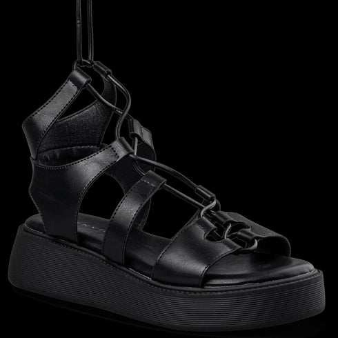 Envie Shoes Flatform Gladiator Σανδάλια με Ρυθμιζόμενα Λουράκια Μαύρο