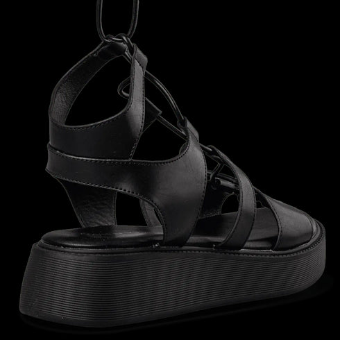 Envie Shoes Flatform Gladiator Σανδάλια με Ρυθμιζόμενα Λουράκια Μαύρο