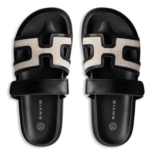 Envie Shoes Flatform Σανδάλια με Ρυθμιζόμενο Λουράκι Μαύρο