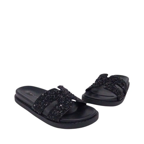 Envie Shoes Flatform Σανδάλια με Διακοσμητικές Πέτρες Μαύρο