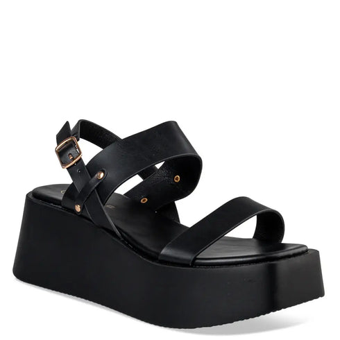 Envie Shoes Γυναικεία Flatform Πέδιλα με Λουράκι στον Αστράγαλο Μαύρο