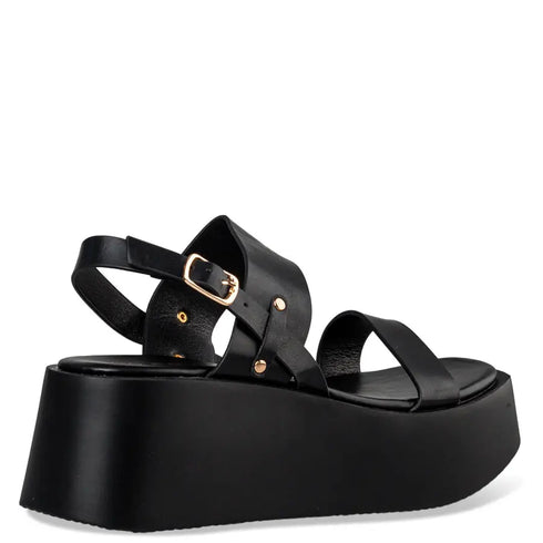 Envie Shoes Γυναικεία Flatform Πέδιλα με Λουράκι στον Αστράγαλο Μαύρο