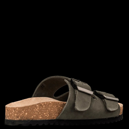 Envie Shoes Γυναικεία Δερμάτινα Flatform Σανδάλια με Ρυθμιζόμενα Λουράκια Χακί