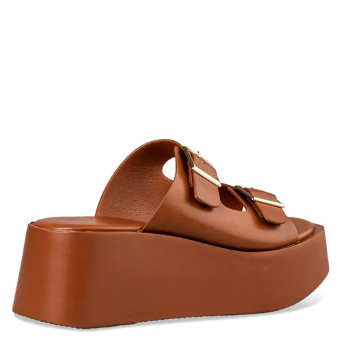 Envie Shoes Γυναικεία Flatform Πέδιλα με Ρυθμιζόμενα Λουράκια Κάμελ