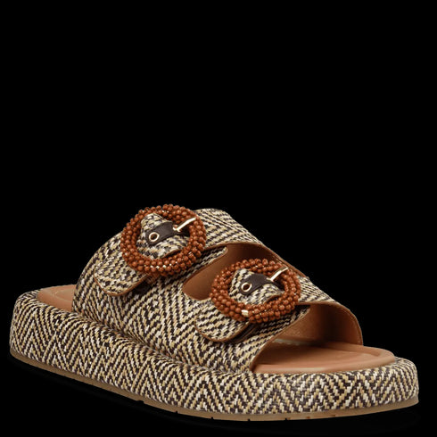 Envie Shoes Γυναικεία Flatform Σανδάλια με Ψάθινο Σχέδιο Καφέ