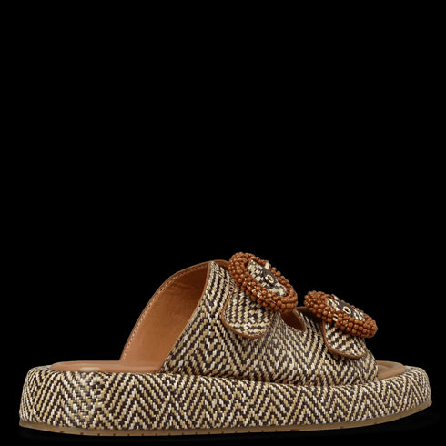 Envie Shoes Γυναικεία Flatform Σανδάλια με Ψάθινο Σχέδιο Καφέ