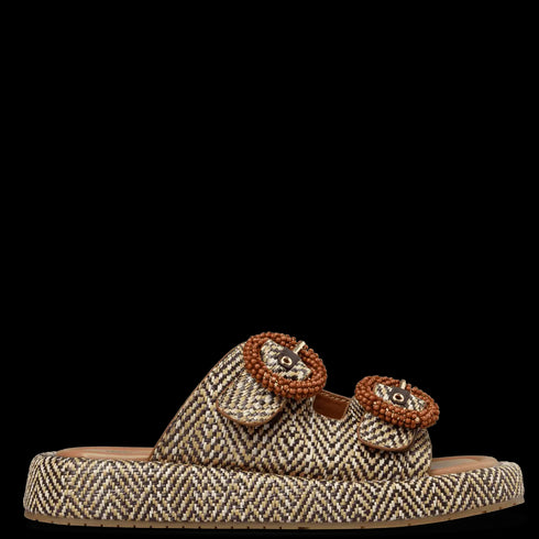 Envie Shoes Γυναικεία Flatform Σανδάλια με Ψάθινο Σχέδιο Καφέ