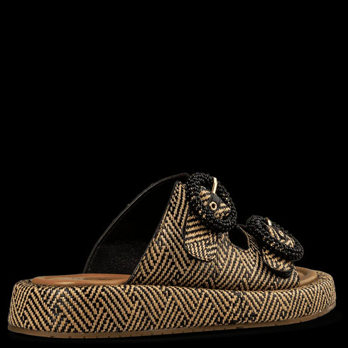 Envie Shoes Γυναικεία Flatform Σανδάλια με Ψάθινο Σχέδιο Μαύρο