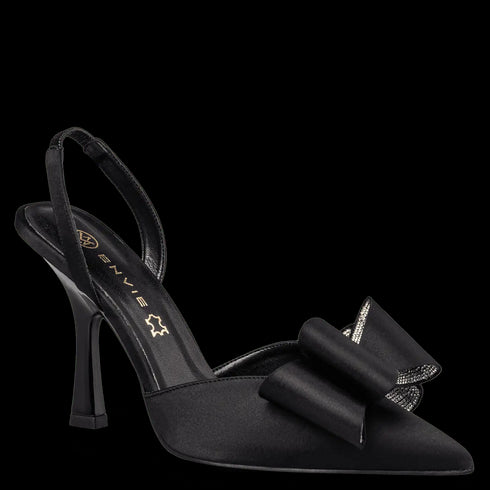 Envie Shoes Γυναικείες Bow-Slingback Γόβες E02-22085 Μαύρο