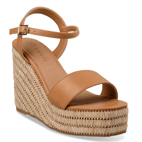 Envie Shoes Γυναικείες Πλατφόρμες με Ψάθινη Σόλα Κάμελ
