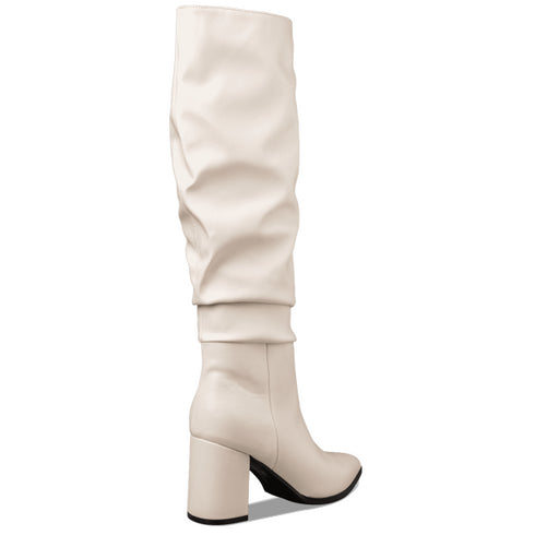 Envie Shoes Γυναικείες Slouchy Boots Με Μεσαίο Τακούνι E45-22424 Λευκό