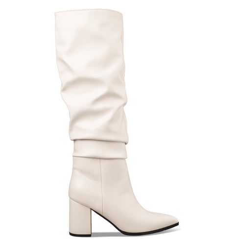 Envie Shoes Γυναικείες Slouchy Boots Με Μεσαίο Τακούνι E45-22424 Λευκό