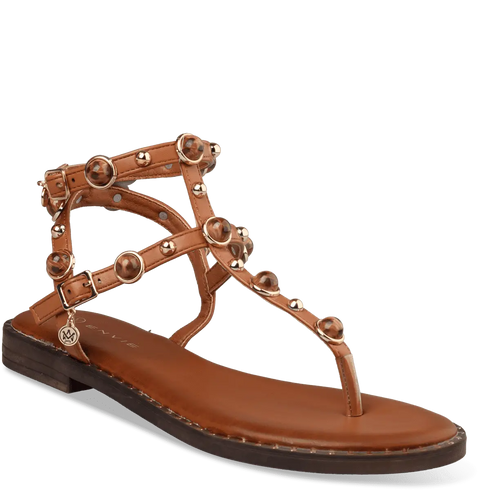Envie Shoes Σανδάλια με Διακοσμητικές Χάντρες και Τρούκς Κάμελ