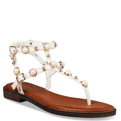 Envie Shoes Σανδάλια με Διακοσμητικές Χάντρες και Τρούκς Λευκό