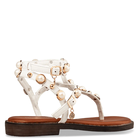 Envie Shoes Σανδάλια με Διακοσμητικές Χάντρες και Τρούκς Λευκό