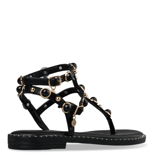 Envie Shoes Σανδάλια με Διακοσμητικές Χάντρες και Τρούκς Μαύρο
