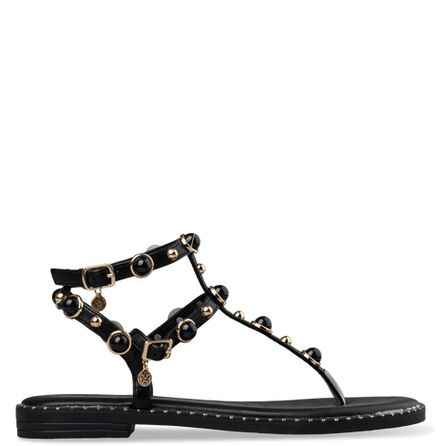 Envie Shoes Σανδάλια με Διακοσμητικές Χάντρες και Τρούκς Μαύρο