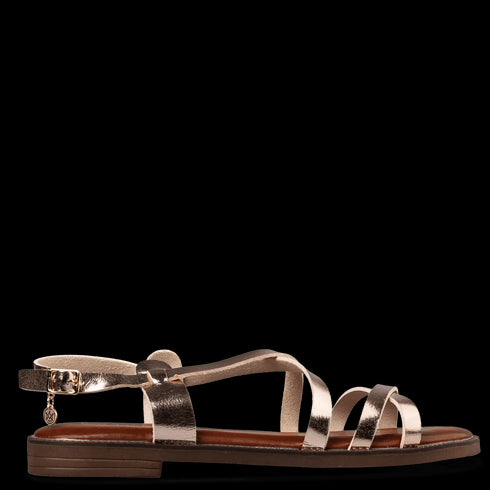 Envie Shoes Σανδάλια με Σταυρωτά Λουράκια και Δέσιμο στον Αστράγαλο Ροζ Χρυσό