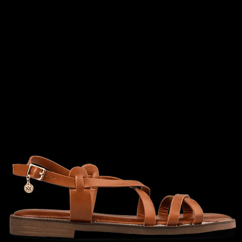 Envie Shoes Σανδάλια με Σταυρωτά Λουράκια και Δέσιμο στον Αστράγαλο Κάμελ