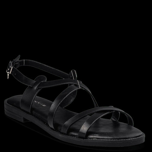 Envie Shoes Σανδάλια με Σταυρωτά Λουράκια και Δέσιμο στον Αστράγαλο Μαύρο