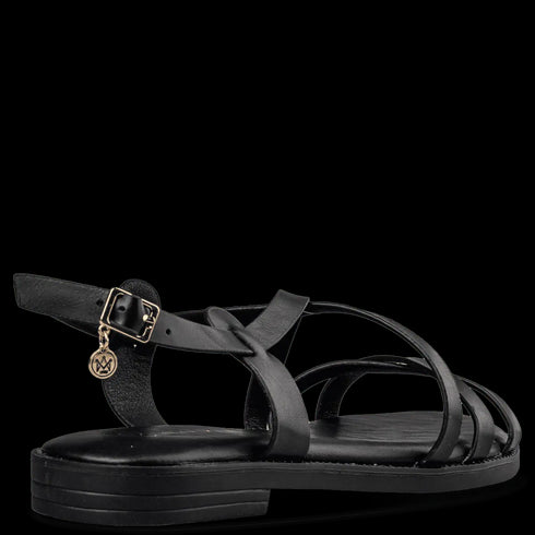 Envie Shoes Σανδάλια με Σταυρωτά Λουράκια και Δέσιμο στον Αστράγαλο Μαύρο