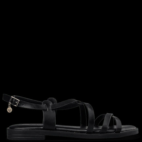 Envie Shoes Σανδάλια με Σταυρωτά Λουράκια και Δέσιμο στον Αστράγαλο Μαύρο