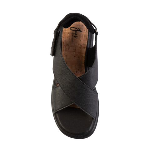 Joy's Γυναικεία Δερμάτινα Flatform Σανδάλια Μαύρο