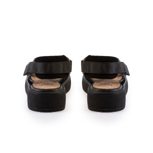 Joy's Γυναικεία Δερμάτινα Flatform Σανδάλια Μαύρο