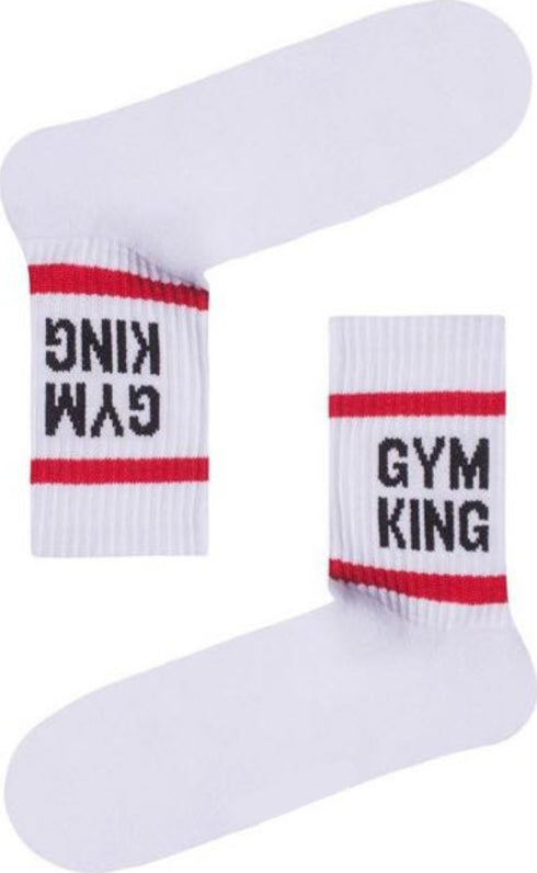 Κάλτσα Unisex με Σχέδιο "Gym King" Λευκό