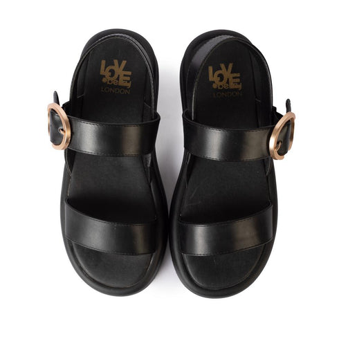 LoveBerry Σανδάλια με Διακοσμητική Χρυσή Αγκράφα Μαύρο