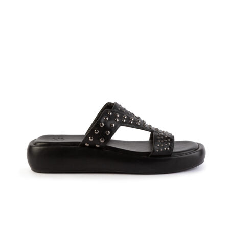 LoveBerry Γυναικεία Flatform Σανδάλια με Διακοσμητικά Τρούκς Μαύρο